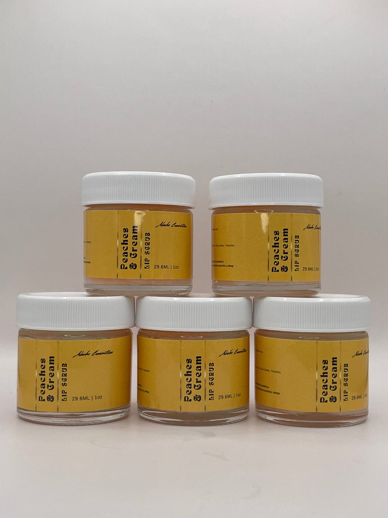 Various natural ingredients for making homemade lip scrub on a table